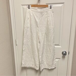 John Mark White Linen Cropped Wide Leg Pants